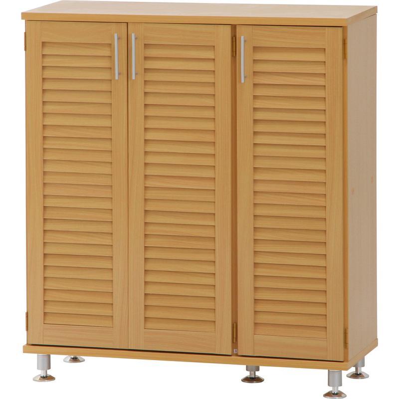 【新品・送料無料】ルーバーシューズボックス　ワイド 　ナチュラル ルーバーシューズボックス ワイド ナチュラル : ホームセンター