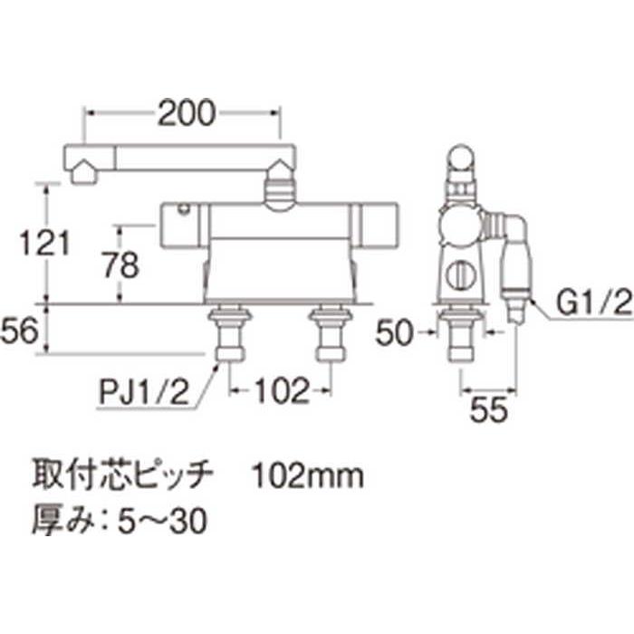 三栄水栓 サーモデッキシャワー混合栓_1