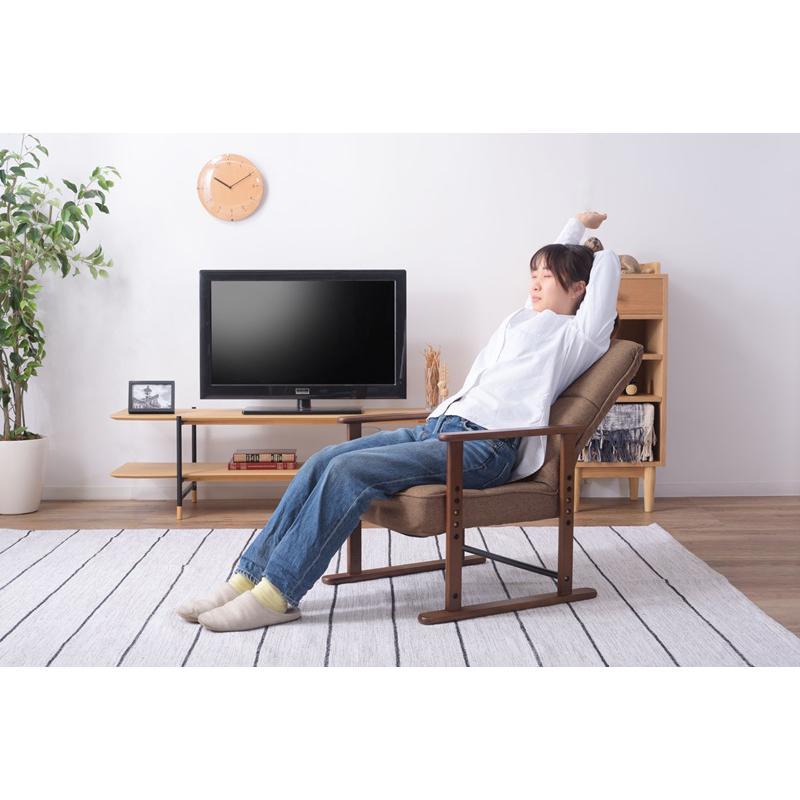 リクライニングチェア 一人掛け 一人用 W56 ブラウン 高座椅子S LSS