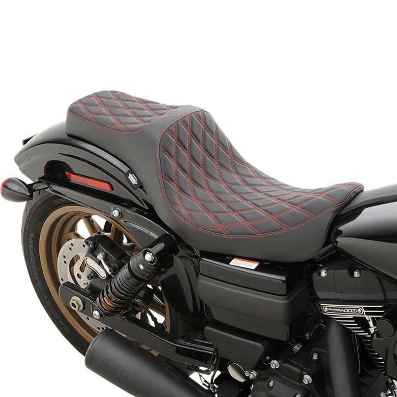 0803-0604:DragSpecialties PREDATOR III シート　ダブルダイアモンド　レッドステッチ