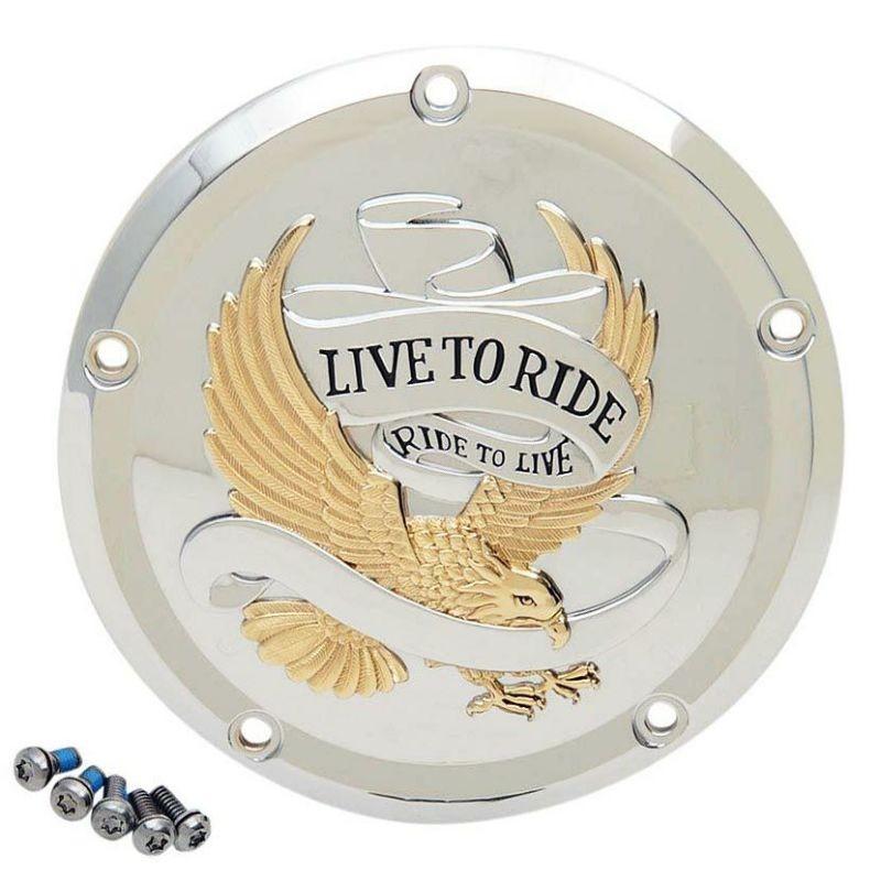 ドラッグSP 1107-0555 Drag Specialties Live To Ride ダービーカバー ゴールド