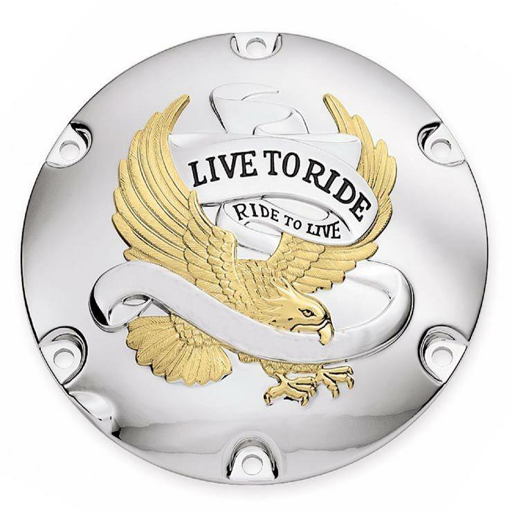 Drag Specialties Live To Ride ダービーカバー ゴールド : HD-PARTS