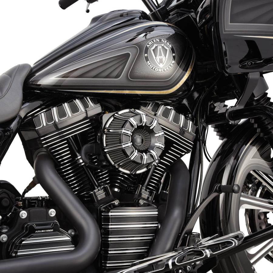 ハーレー アレンネス エアクリーナーセット アレンネス 18-945 INVERTED エアクリーナー 10-GAUGE ブラック : HD