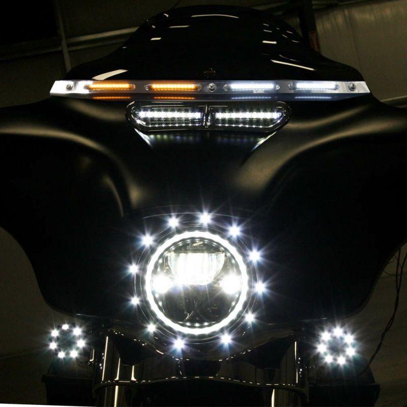 カスタムダイナミクス 2040-2821 LED ウインドシールドトリム クローム 2014〜2023 FLHX、FLHXS、FLHTCU、FLHTCUL、FLHTK、FLHTKL、FLHTCUTG