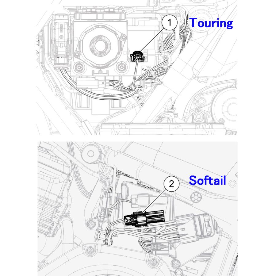 ハーレー M8 ツーリング ソフテイル 12V電源ハーネス(CAN-BUS対応