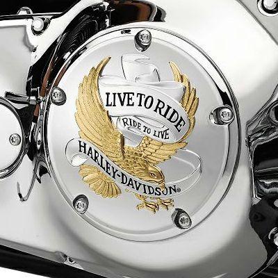 ハーレー純正 ゴールド・LIVE TO RIDEロゴ・ダービーカバー ハーレー純正 ゴールド・LIVE TO RIDEロゴ・ダービーカバー