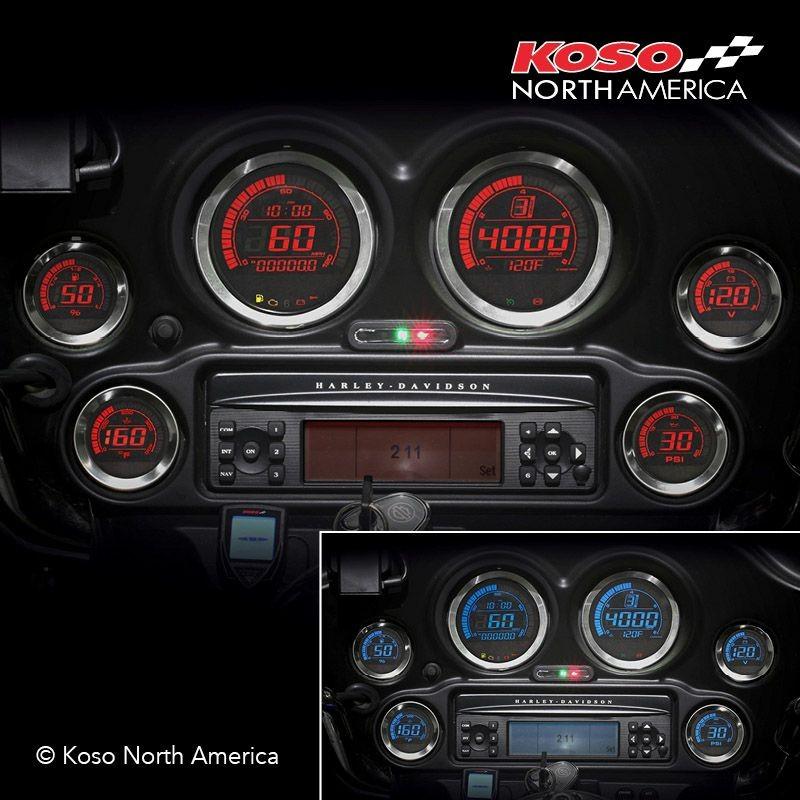 Koso 28 Koso North America デジタルゲージキット 6メーター バイク シルバーベゼル 28