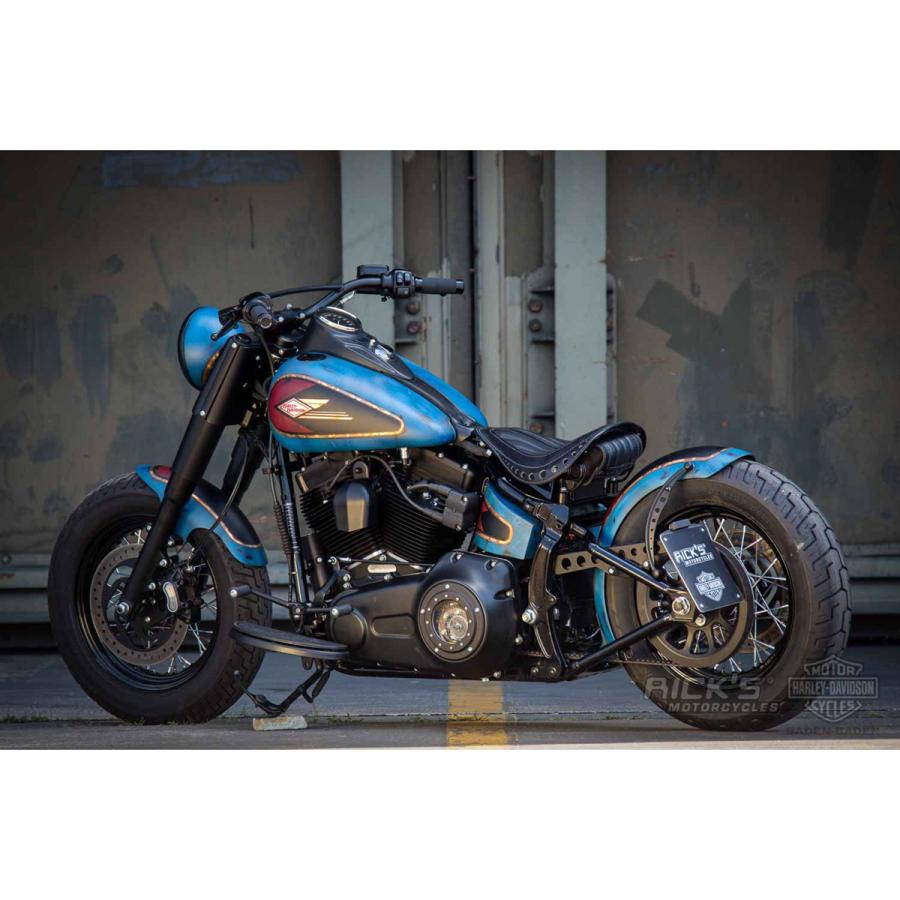 Ricks Motorcycles ソフテイル用 ラウンドホール・ベルトガード マットブラックの画像