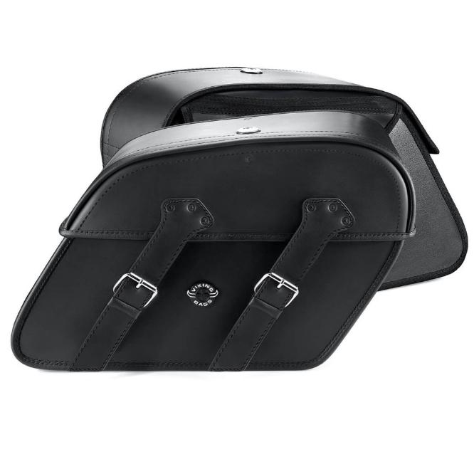 ハーレー・FXBB用 Raven ミディアム レザーサドルバッグ 【Viking Bags】