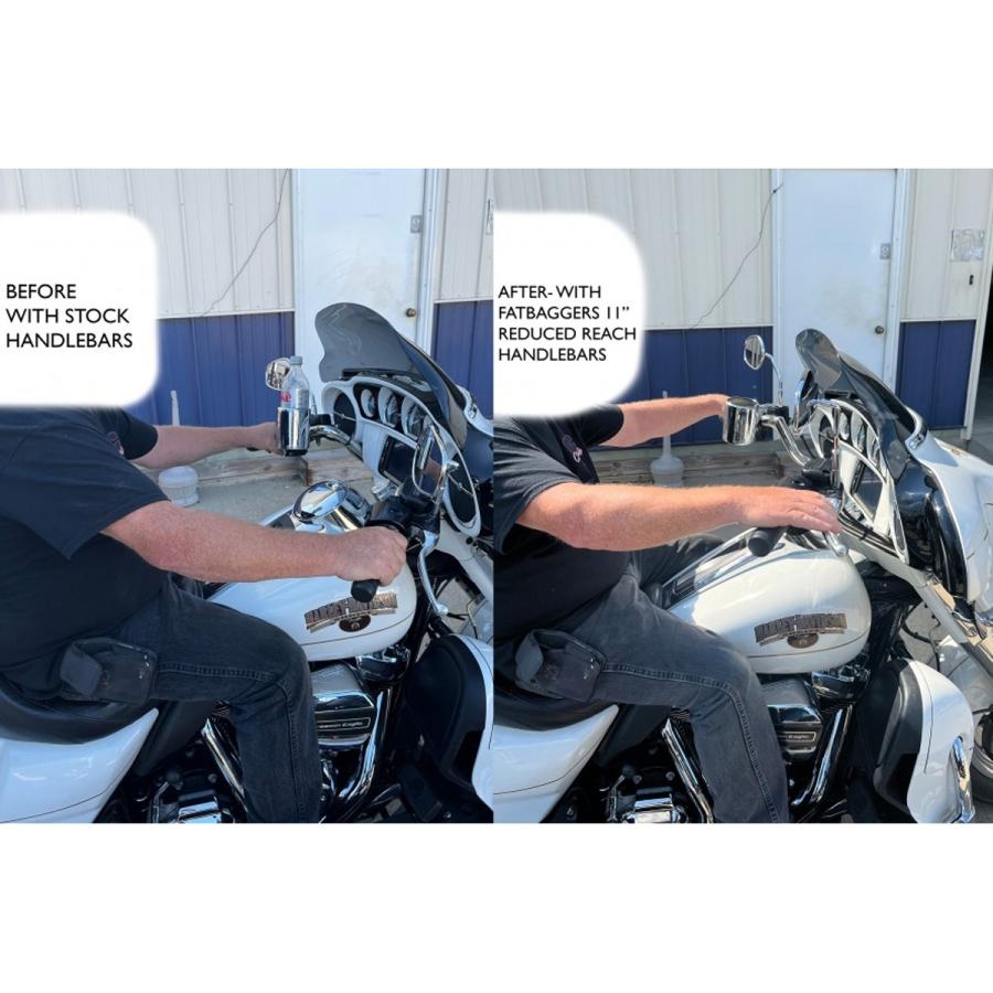 Fat Baggers 1.25インチ径 EZ Install フラットトップハンドルバー 11インチ (クローム) ストリートグライド