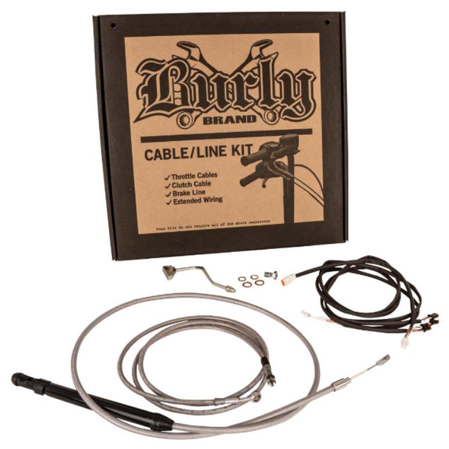 ロードグライド、ロードキング 16インチエイプ用 ケーブルキット (ステンレスメッシュ) Burly Brand B301312HD