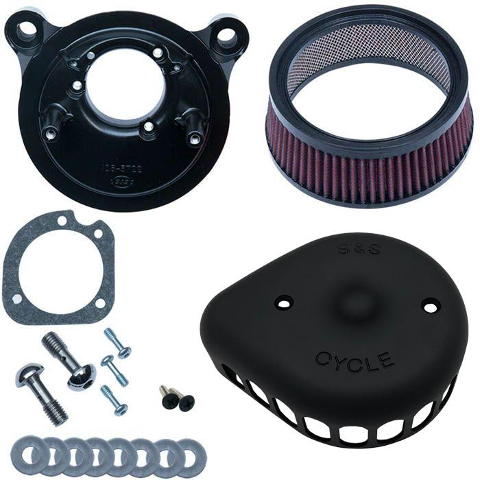 S&S 1991〜2006スポーツスターCVキャブ用 ミニティアドロップ ステルスエアクリーナー （ツヤ消し黒パウダーコート）DB-170-0449-SET