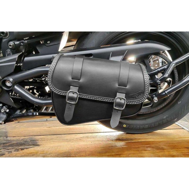 エンズクオイオ DUB レザーサドルバッグ 7L (ブラック) スポーツスター 