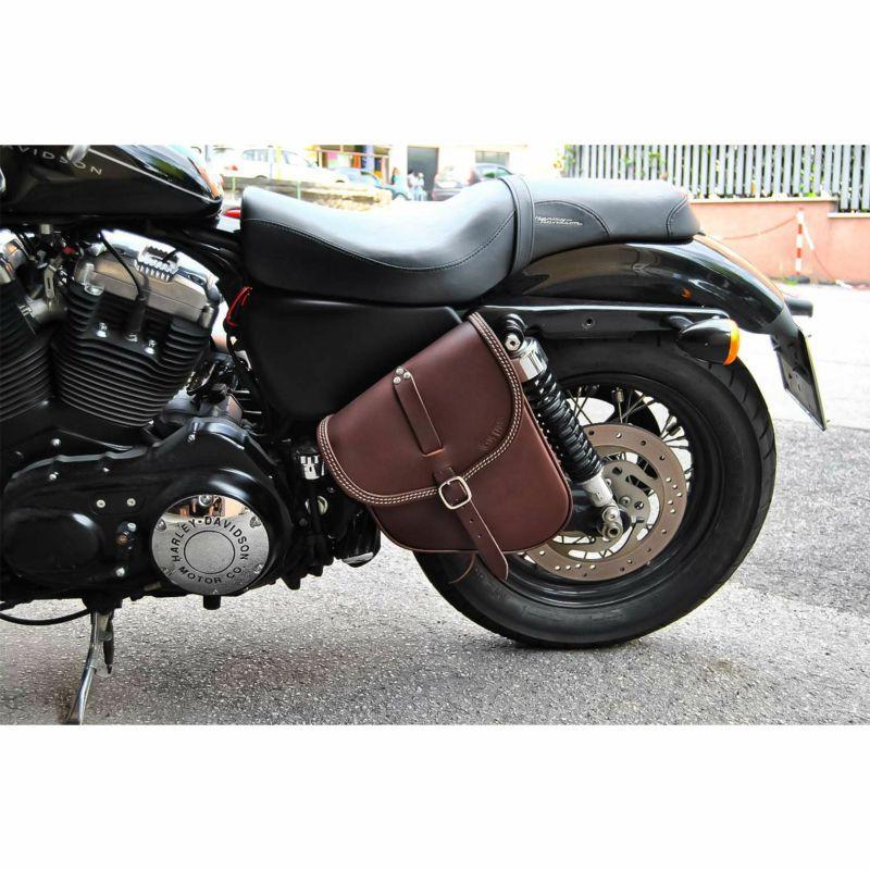 エンズクオイオ Gitan レザーサドルバッグ 6L (ダークブラウン