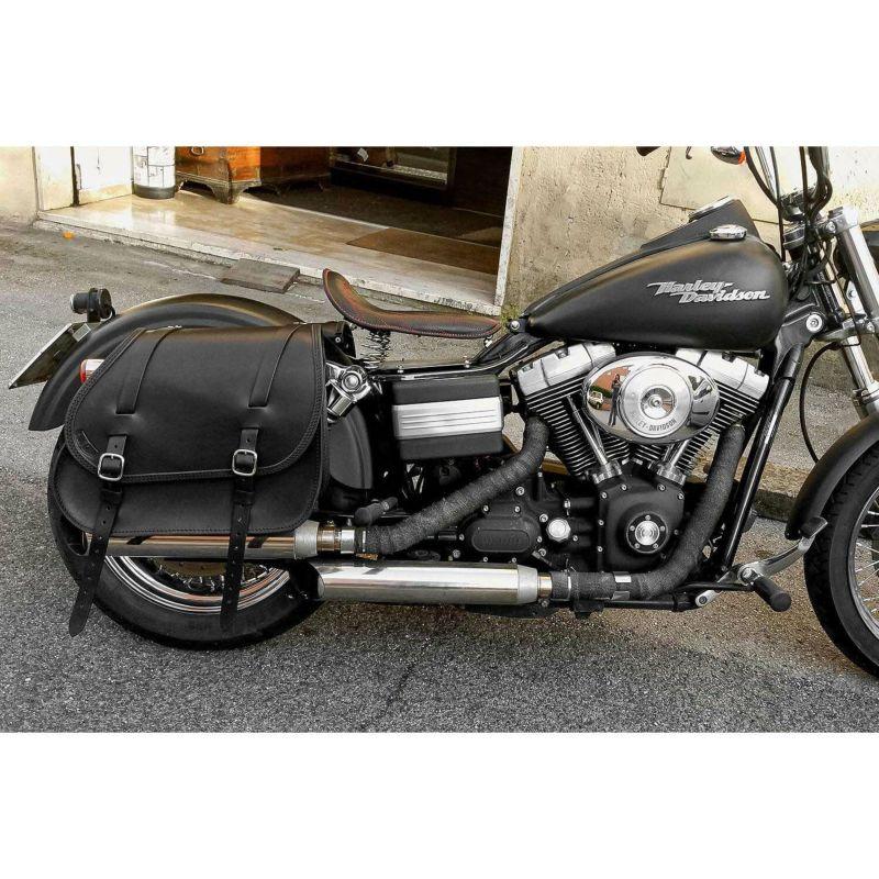 エンズクオイオ Little Dyna レザーサドルバッグ 25.5L (ダーク
