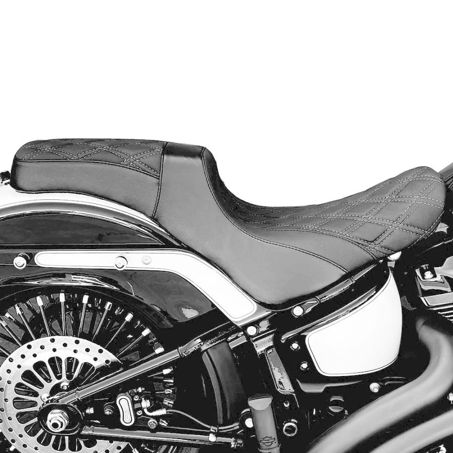 M8ソフテイル レベルアップ居敷き ホワイトダブルダイアモンドステッチ CMC バイク-外装パーツ-車、バイク、自転車