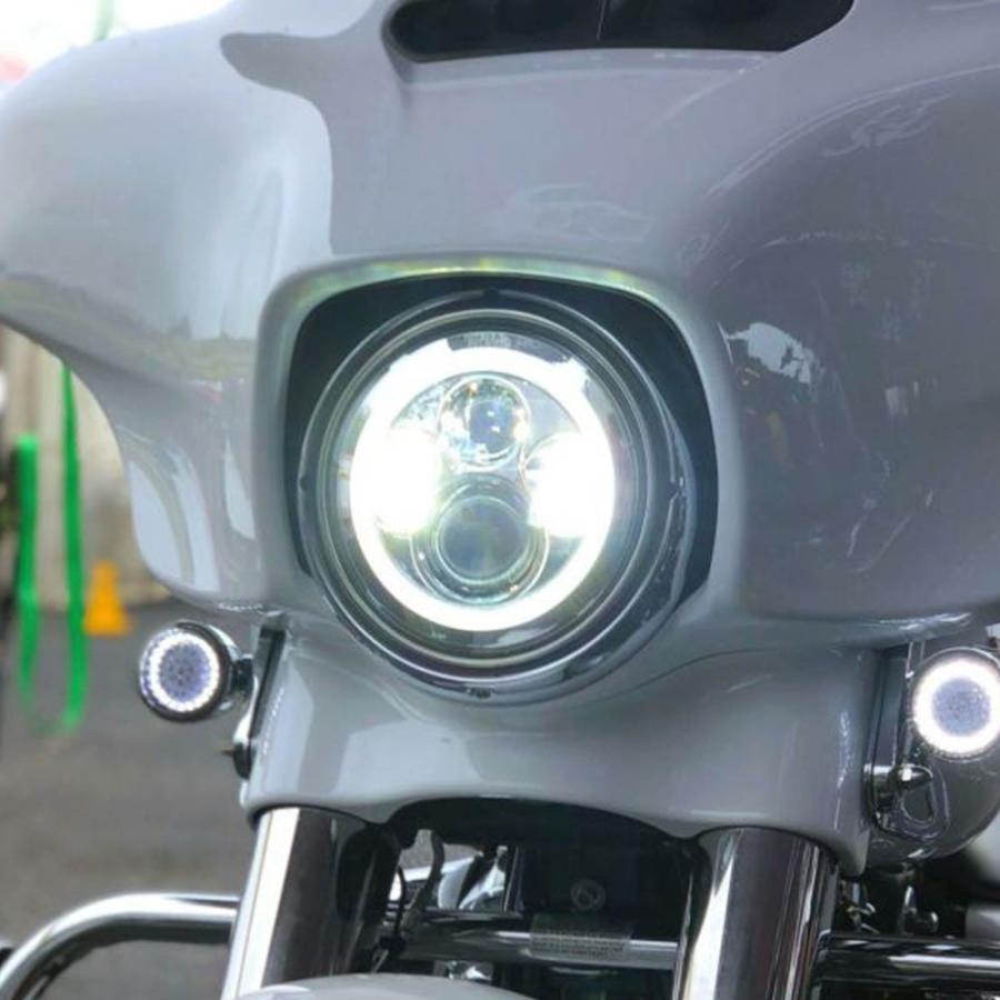 ハーレー 7インチLEDヘッドライト ホワイトHALOリング　クローム World Motor Works 7インチLEDヘッドライト ホワイトHALOリング