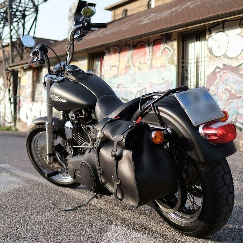 専用 エンズクオイオ Roll Middle Dyna レザーサドルバッグ 46.3L (ブラック