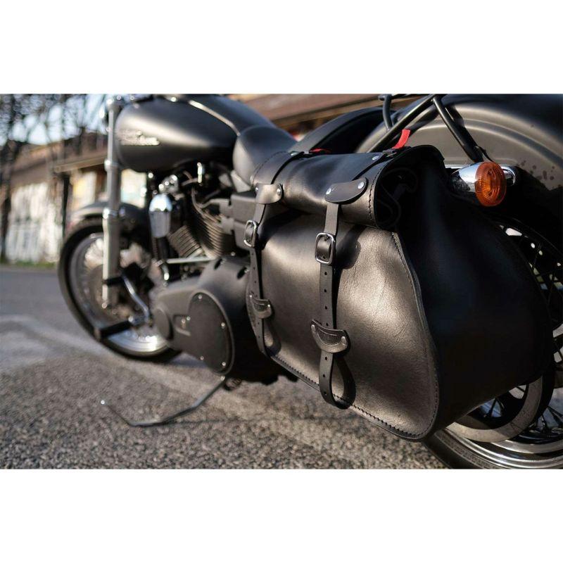 専用 エンズクオイオ Roll Middle Dyna レザーサドルバッグ 46.3L (ブラック