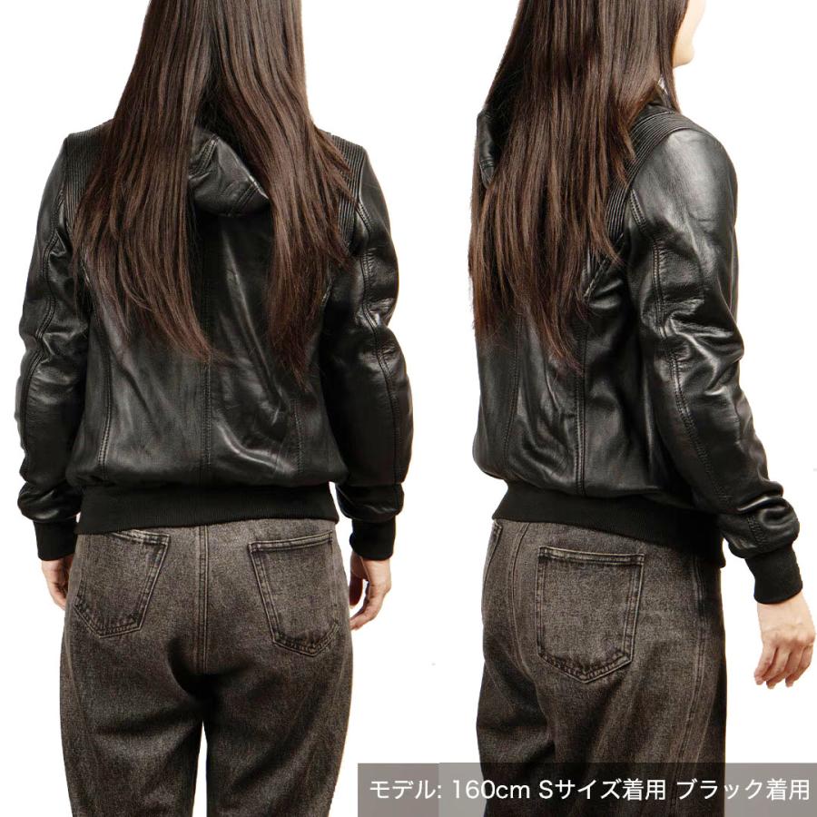 DEGNER デグナー レディース フード付き シープレザー ジャケット