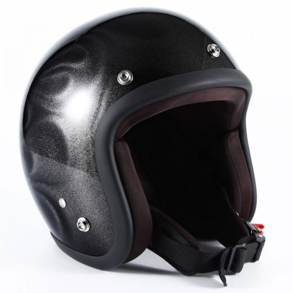 新品未使用　マットブラック×ブルーフレイム ジェットヘルメット JGシリーズ GHOST ゴーストフレイム ジェットヘルメット ブラック
