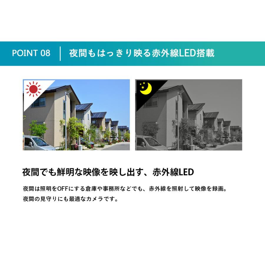 ワイヤレス 防犯カメラ 無線 監視カメラ ホワイトLED 夜間カラー