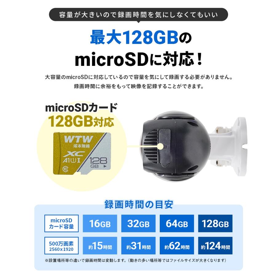 防犯カメラ パンチルトズーム 400万画素 屋外 SDカード録画 ワイヤレス