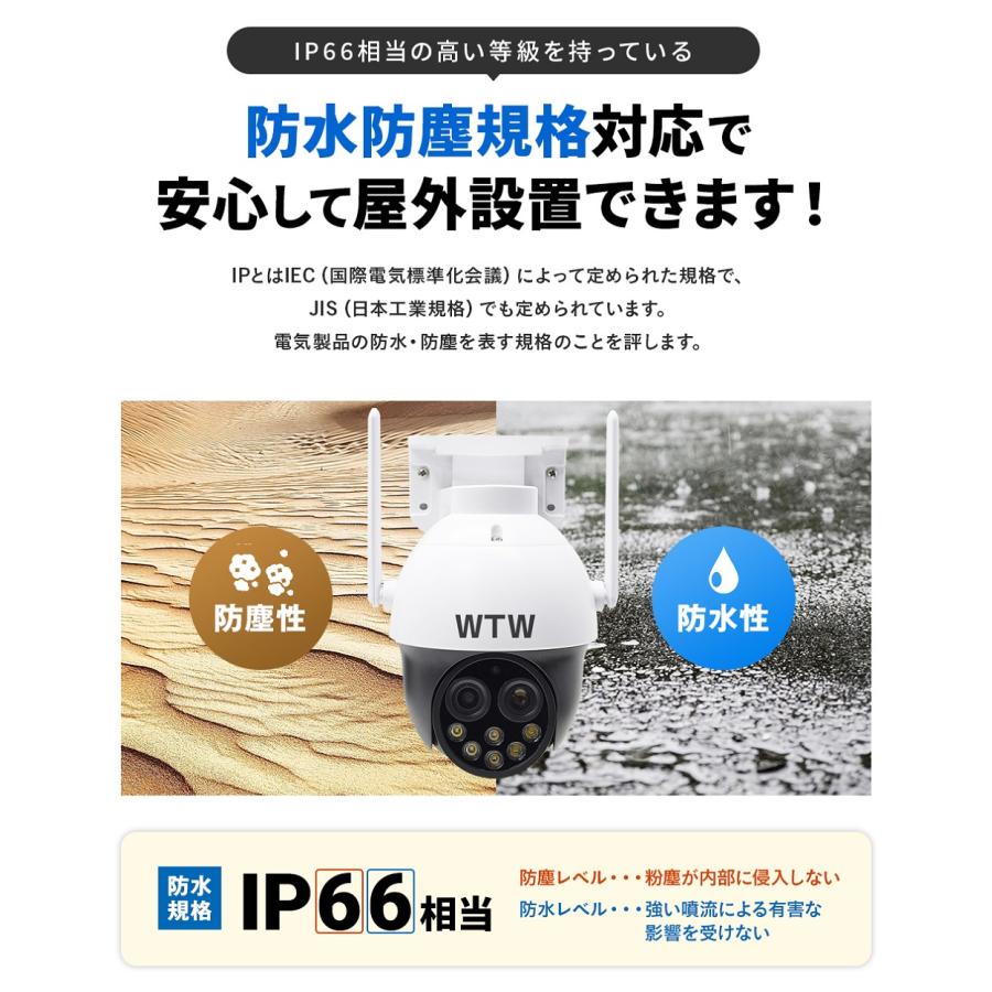 防犯カメラ パンチルトズーム 400万画素 屋外 SDカード録画 ワイヤレス