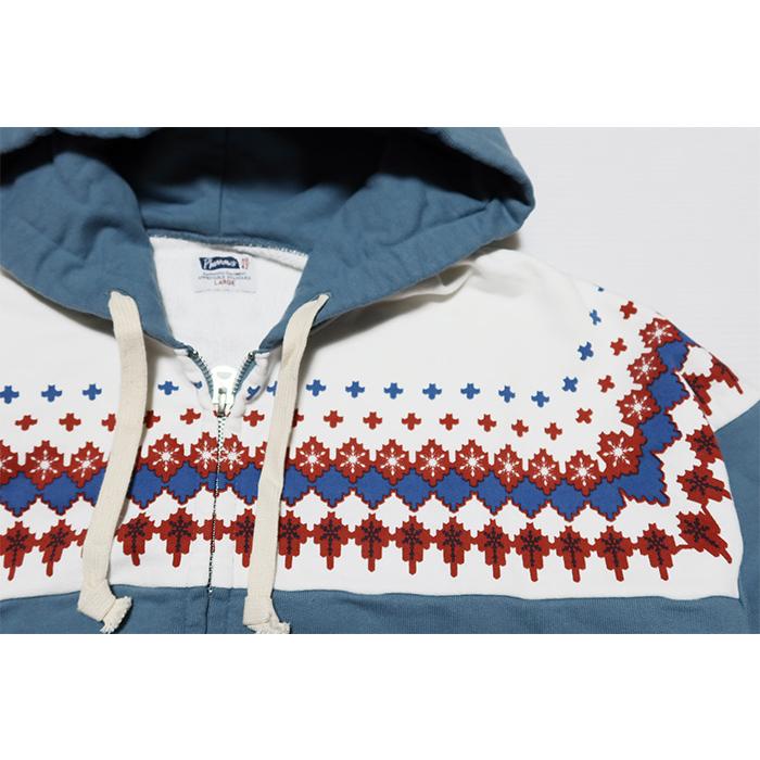 Pherrow's（フェローズ） 雪柄スウェットパーカー 日本製 フルジップ