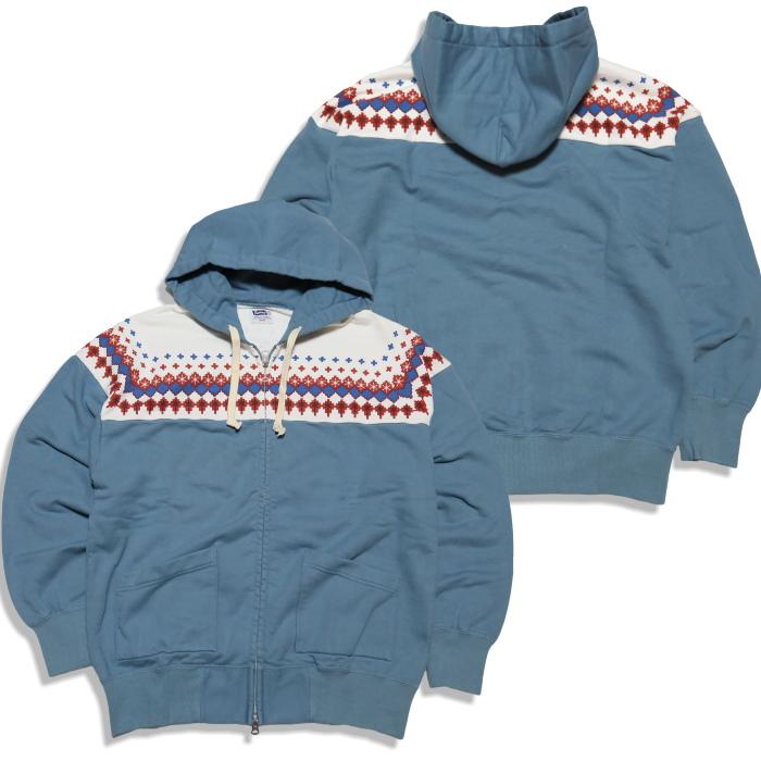 Pherrow's（フェローズ） 雪柄スウェットパーカー 日本製 フルジップ