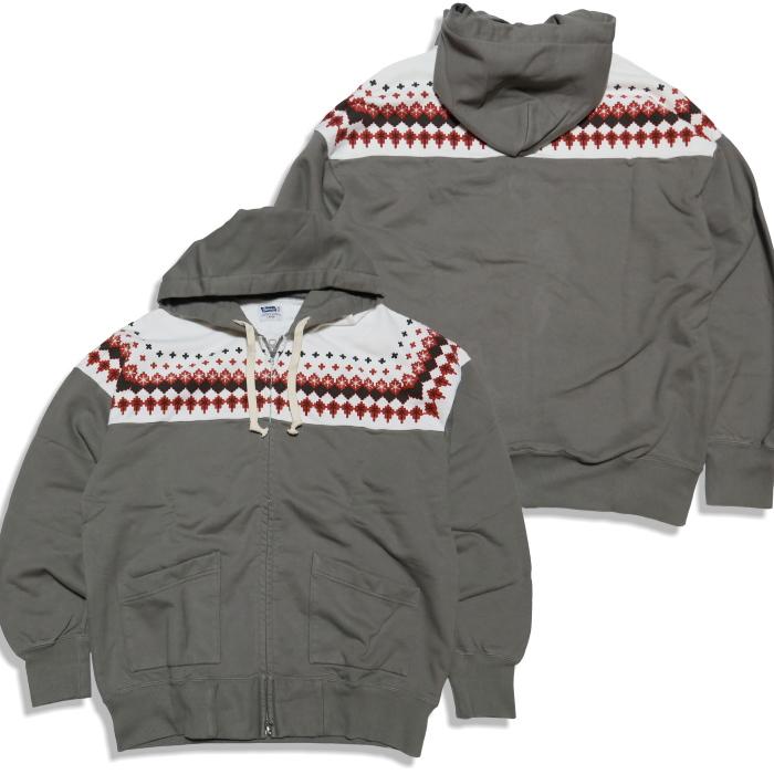 Pherrow's（フェローズ） 雪柄スウェットパーカー 日本製 フルジップ