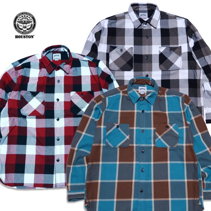HOUSTON ヒューストン チェックビエラシャツ 長袖 41253 ヘビーオンス ワークシャツ | HOUSTON