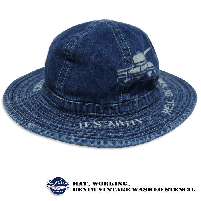 BUZZ RICKSON'S バズリクソンズ デニムワークハット HAT,WORKING,DENIM VINTAGE WASHED STENCIL BR02850 | BUZZ RICKSON'S