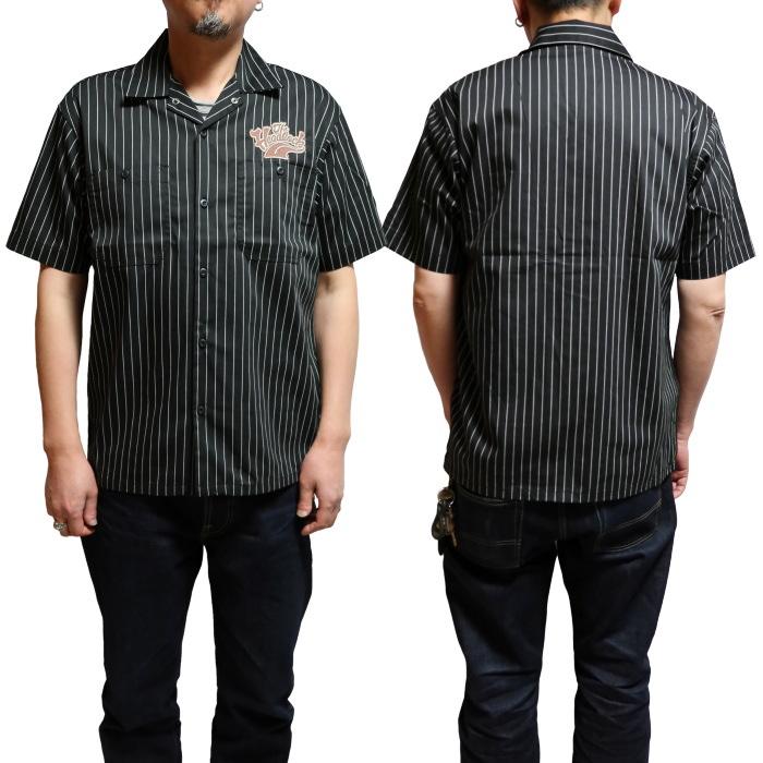 Rabbit Foot×HEAD LOCK ストライプ半袖ワークシャツ 