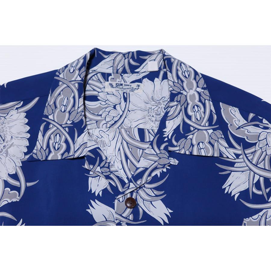 SUN SURF サンサーフ 長袖ハワイアンシャツ アロハ ネイビー SUN SURF サンサーフ アロハシャツ 長袖 NIGHT BLOOMING CEREUS BORDER