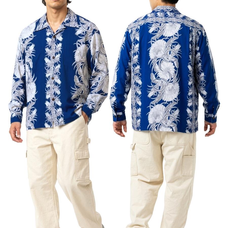 SUN SURF サンサーフ アロハシャツ 長袖 NIGHT BLOOMING CEREUS BORDER