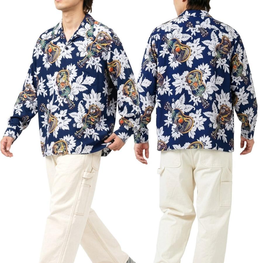SUN SURFSS24657 Real aloha ハワイアン長袖シャツ L SUN SURF サンサーフ アロハシャツ 長袖 ウクレレ UKULELE MELODY