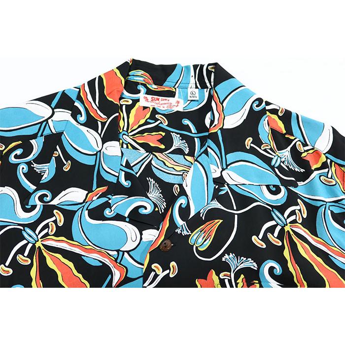 SUN SURF サンサーフ アロハシャツ SPIDER LILY 半袖 ハワイアンシャツ 日本製 SS39619 ブラック | SUN SURF | 01