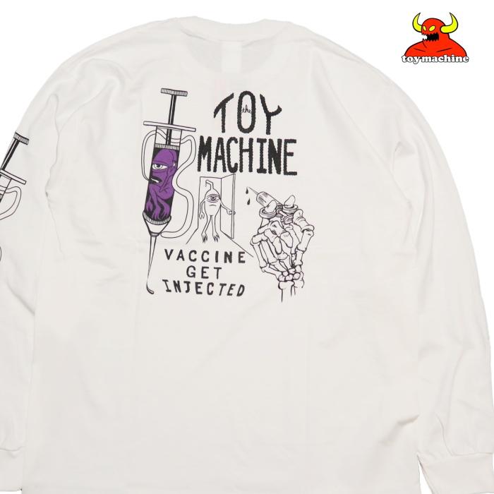 TOY MACHINE トイマシーン 長袖Tシャツ VACCINE GET INJECTED 刺繍プリント TMPELT5 ホワイト
