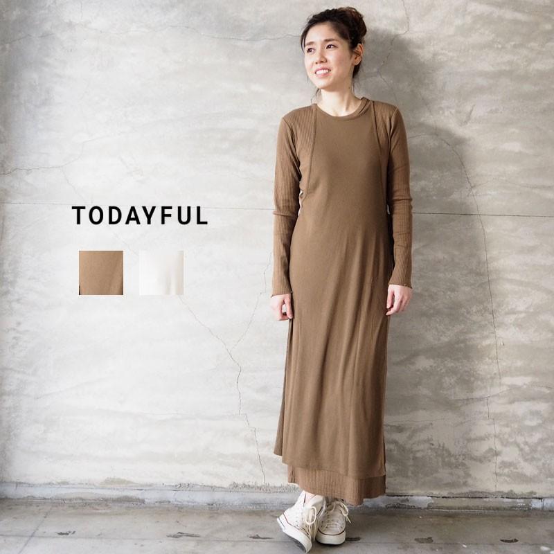 ワンピース レディース Todayful トゥデイフル Cottonrib Layered Dress ロングワンピース ロング 長袖 Headfootmixism 通販 Yahoo ショッピング