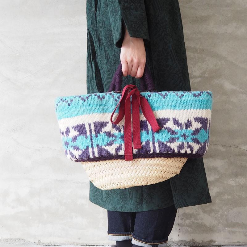 Saponetta サポネッタ ブルー Claudia Saponetta トートバッグ レディース ファッション イタリア 古着セーター バッグ カゴバッグ Claudia