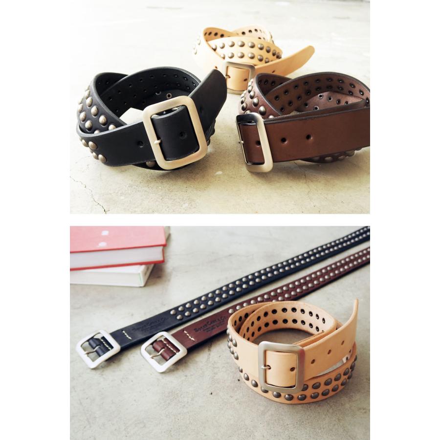 シュガーケーン ベルト メンズ 本革 SUGAR CANE スタッズ レザーベルト STUDS BELT SCO-2322 革 皮 レザー 日本製 肉厚 牛革 カウレザー｜headfoot｜06