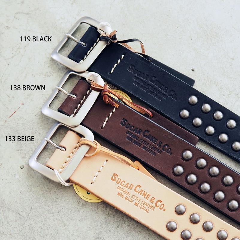 シュガーケーン ベルト メンズ 本革 SUGAR CANE スタッズ レザーベルト STUDS BELT SCO-2322 革 皮 レザー 日本製 肉厚 牛革 カウレザー｜headfoot｜07