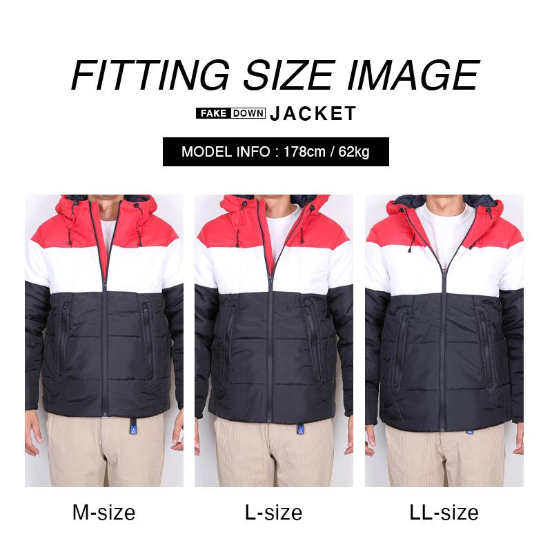ダウンジャケット ホワイト/レッド Mサイズ ダウンジャケット メンズ 送料無料 軽くて 暖かい パデット 中綿