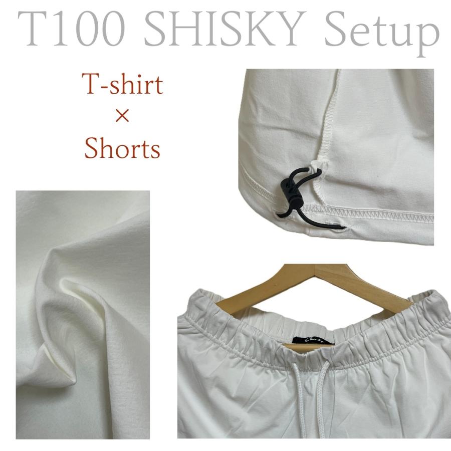 セットアップ メンズ 夏 上下セット 半袖Tシャツ ショートパンツ T100 SHISKY 速乾 ポリエステル ビッグシルエット 膝上 短パン 無地 通気性 ルームウェア |  | 18