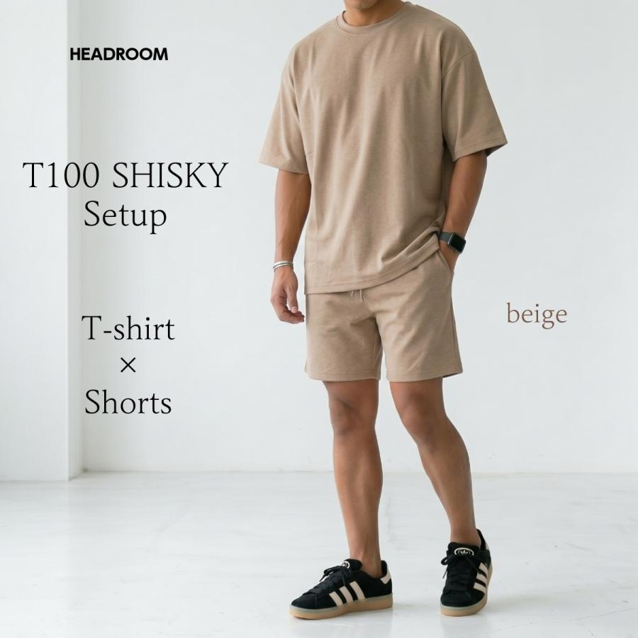 セットアップ メンズ 夏 上下セット 半袖Tシャツ ショートパンツ T100 SHISKY 速乾 ポリエステル ビッグシルエット 膝上 短パン 無地 通気性 ルームウェア |  | 06