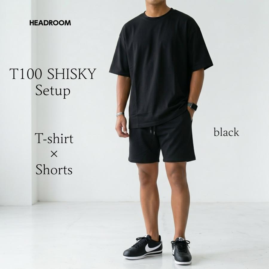 セットアップ メンズ 夏 上下セット 半袖Tシャツ ショートパンツ T100 SHISKY 速乾 ポリエステル ビッグシルエット 膝上 短パン 無地 通気性 ルームウェア |  | 07