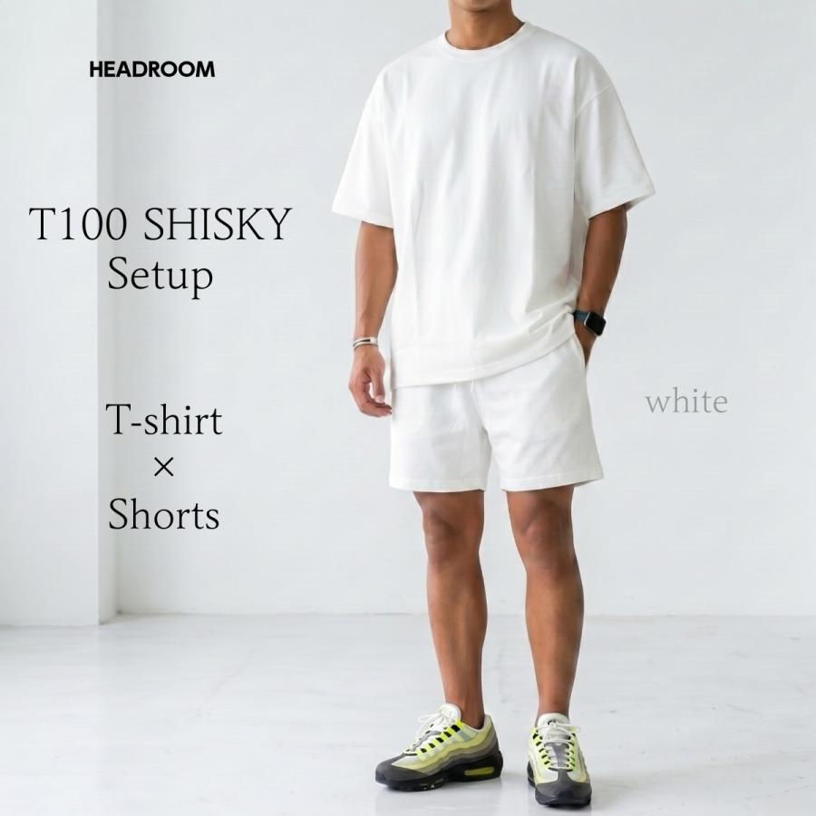 セットアップ メンズ 夏 上下セット 半袖Tシャツ ショートパンツ T100 SHISKY 速乾 ポリエステル ビッグシルエット 膝上 短パン 無地 通気性 ルームウェア |  | 08