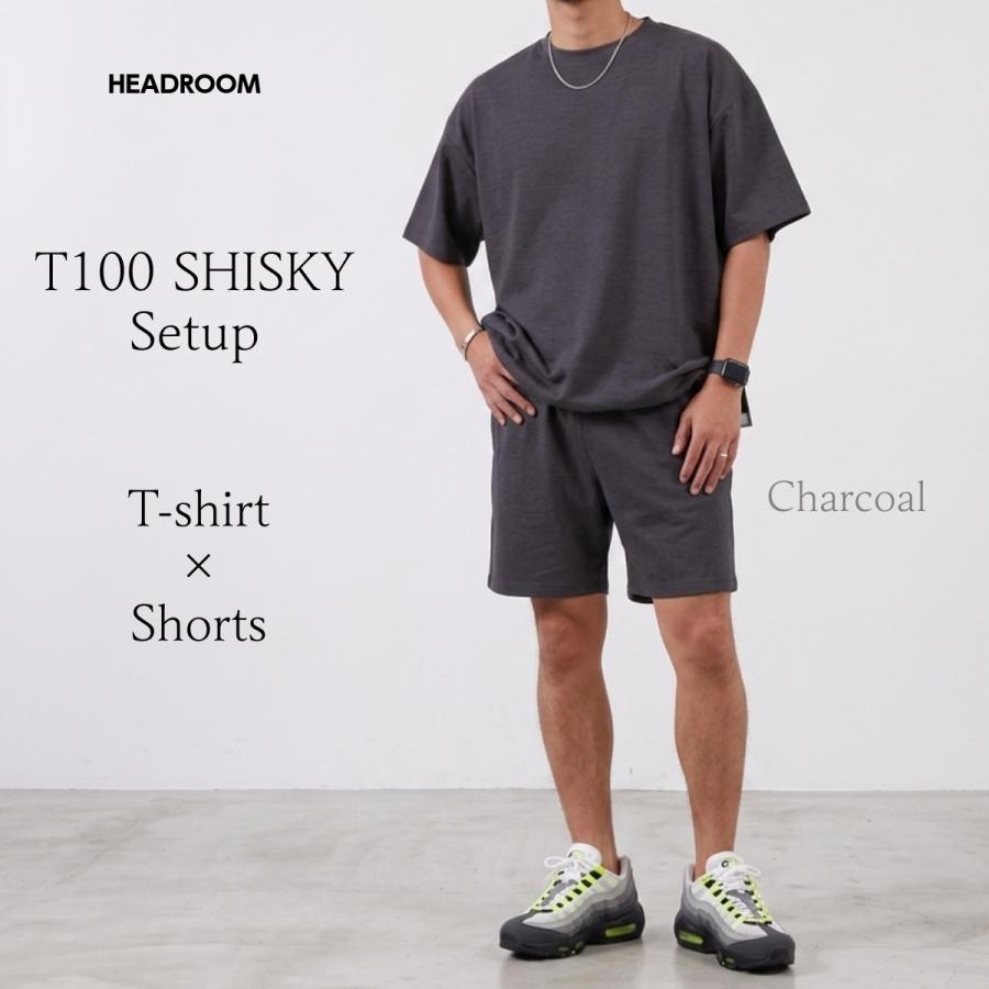 セットアップ メンズ 夏 上下セット 半袖Tシャツ ショートパンツ T100 SHISKY 速乾 ポリエステル ビッグシルエット 膝上 短パン 無地 通気性 ルームウェア |  | 09