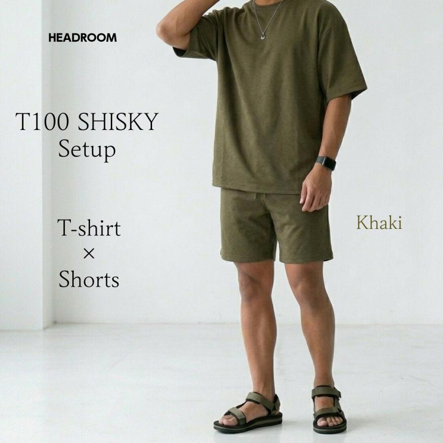 セットアップ メンズ 夏 上下セット 半袖Tシャツ ショートパンツ T100 SHISKY 速乾 ポリエステル ビッグシルエット 膝上 短パン 無地 通気性 ルームウェア |  | 10